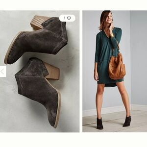 EUC Dolce Vita Haku Anthracite Suede Mule Ankle Bootie Women US10